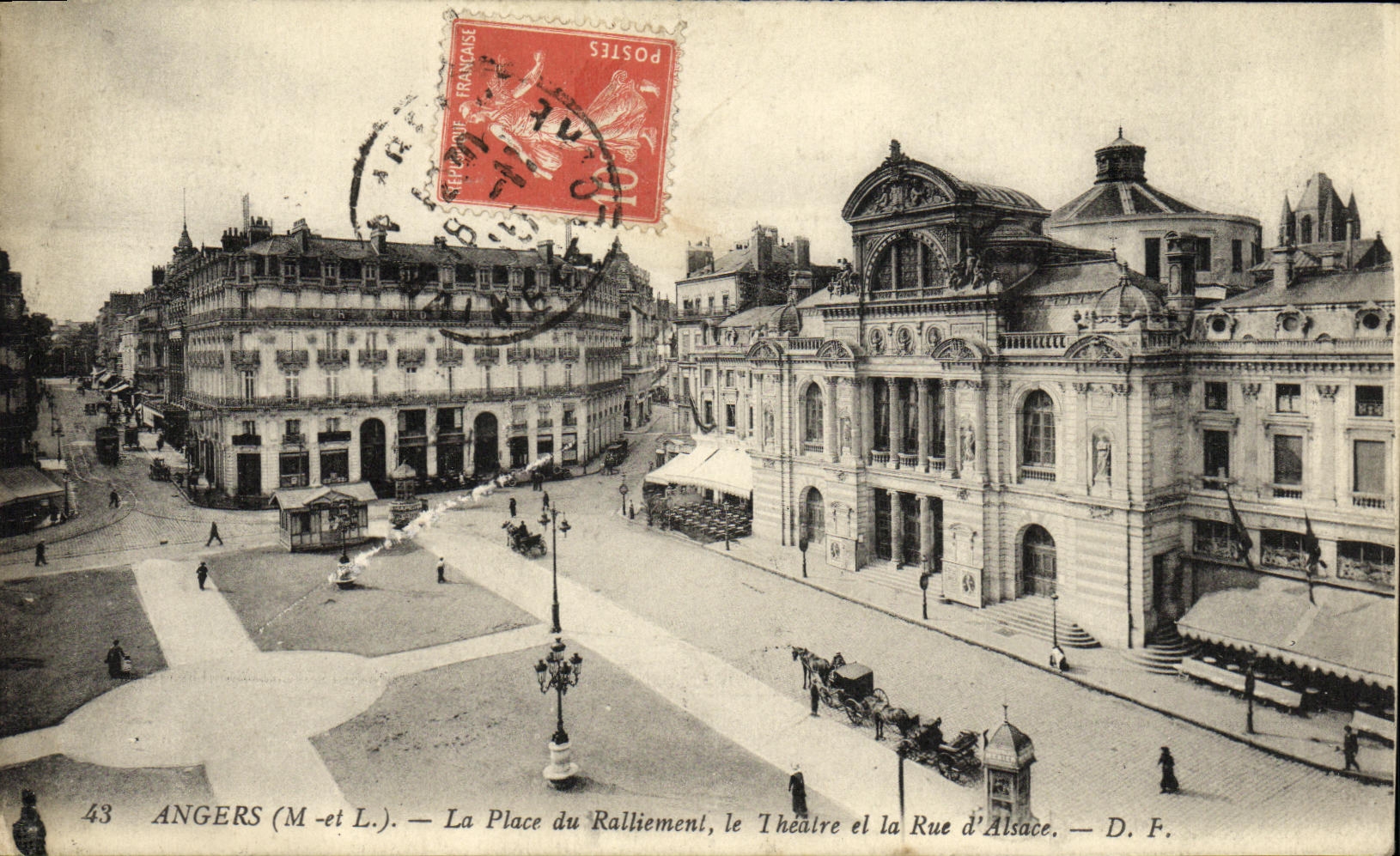CPA Angers La Place du Ralliement Le theatre et la rue d Alsace