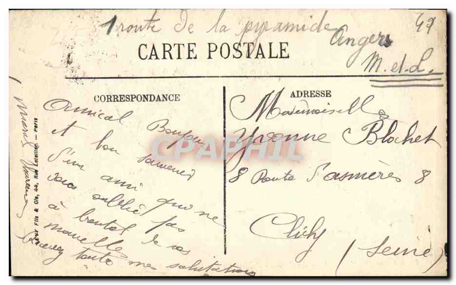 CPA Angers La Place du Ralliement Le theatre et la rue d Alsace — Rückseite
