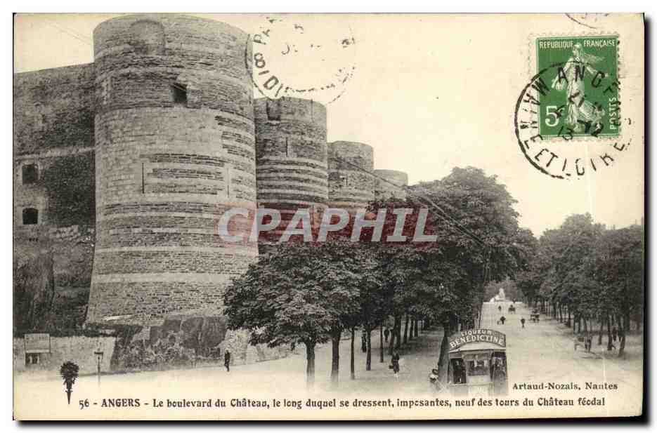 CPA Angers Le boulevard du Chateau Tramway Benedictine