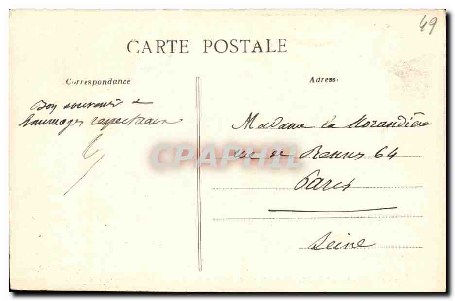 CPA Angers Le boulevard du Chateau Tramway Benedictine — Rückseite