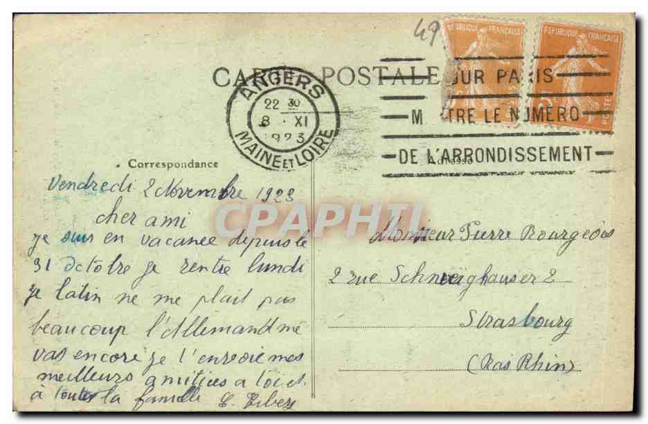 CPA Angers Interieur de la Cathedrale la Chaire la Nef Le Grand Autel — Rückseite