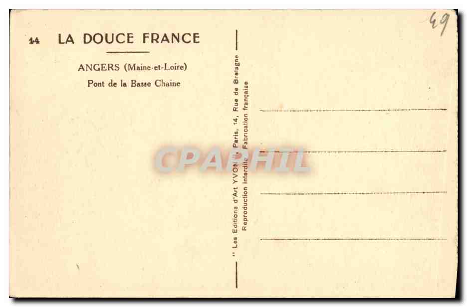 CPA Angers Pont de la Basse Chaine — Rückseite
