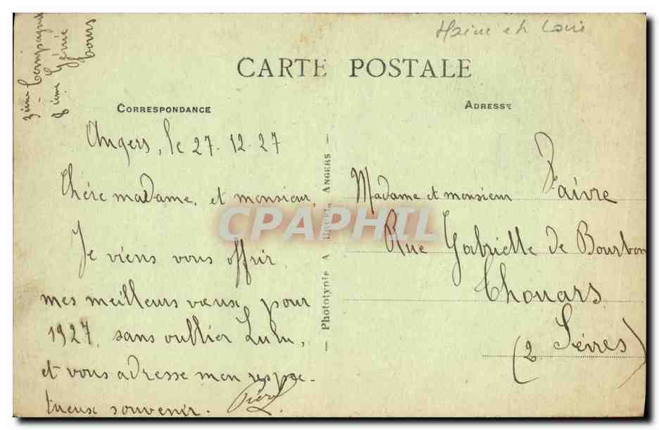 CPA Angers Place de l Academie — Rückseite