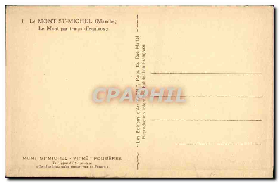 CPA Le Mont Saint Michel Le Mont par temps d equinoxe — Verso