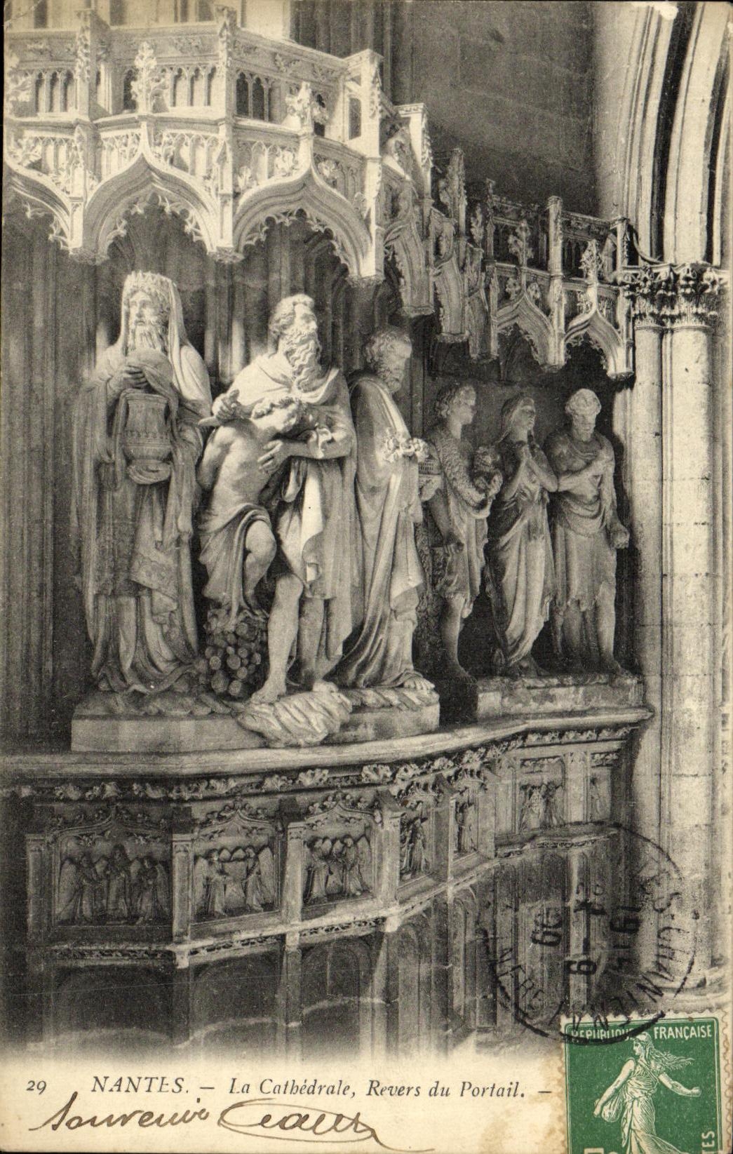 CPA Nantes La Cathedrale Revers du Portail