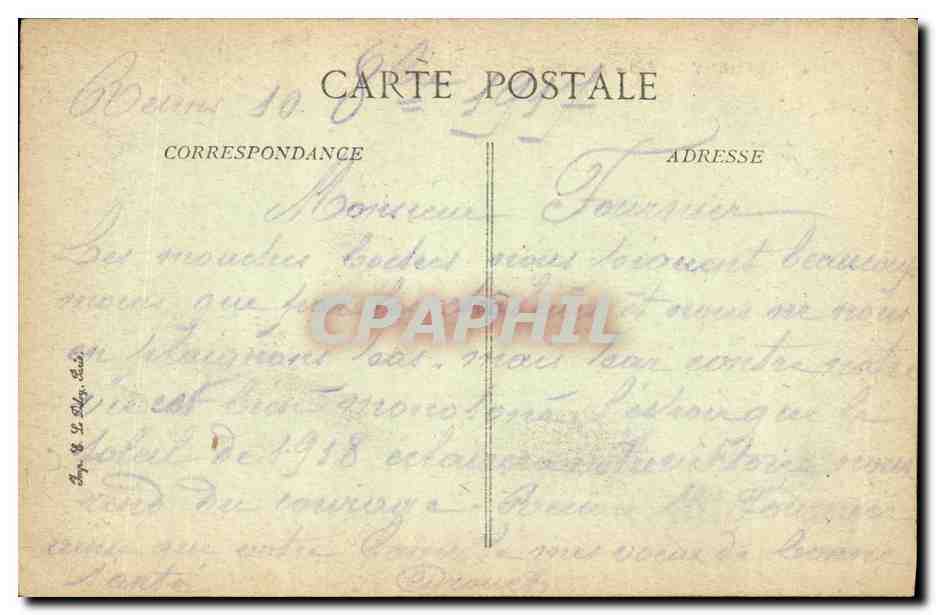 Bétheny — Église (côté Est) — Ruines après 1918 — Verso
