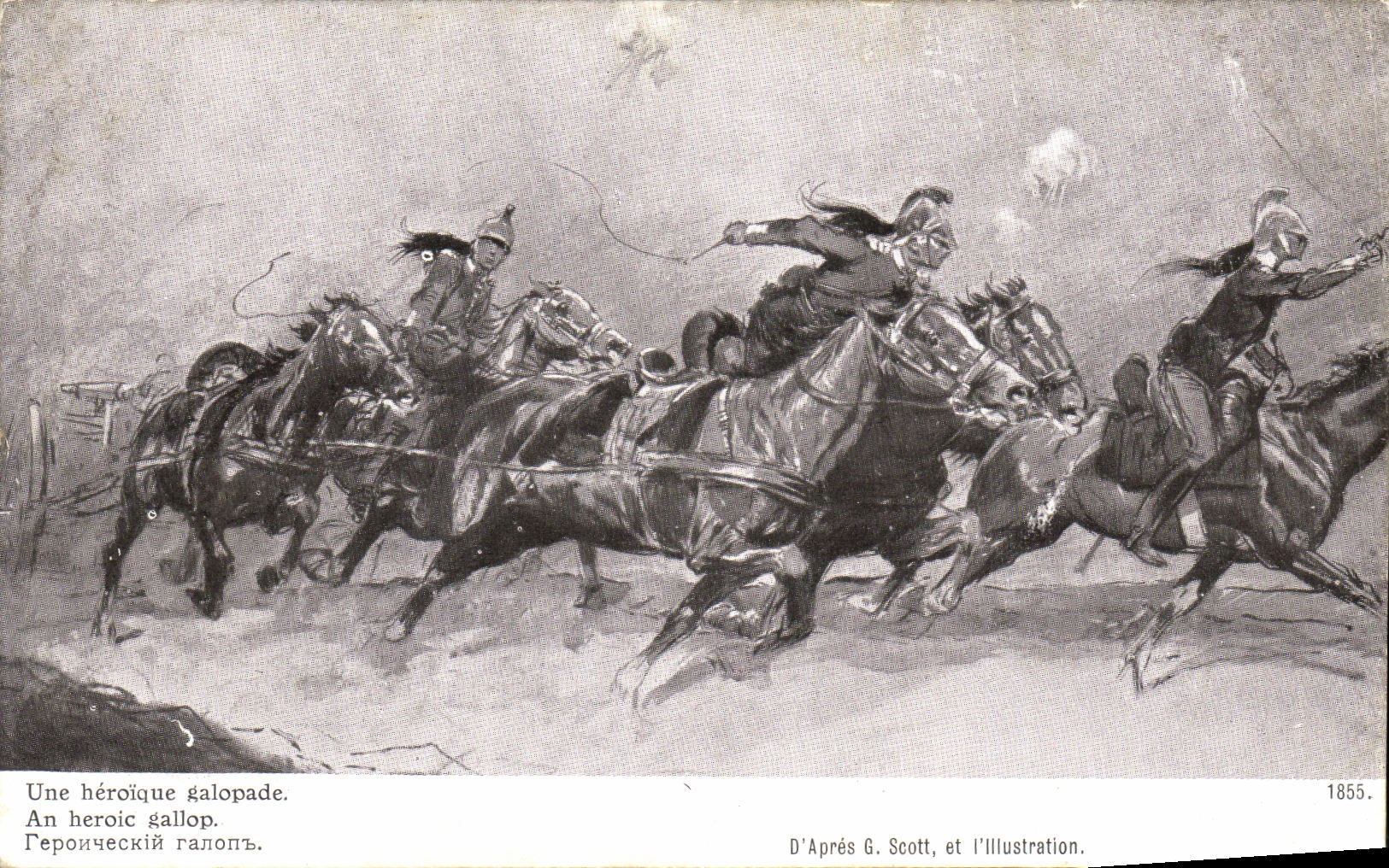 CPA Une heroique galopade Scott Dragon Militaria