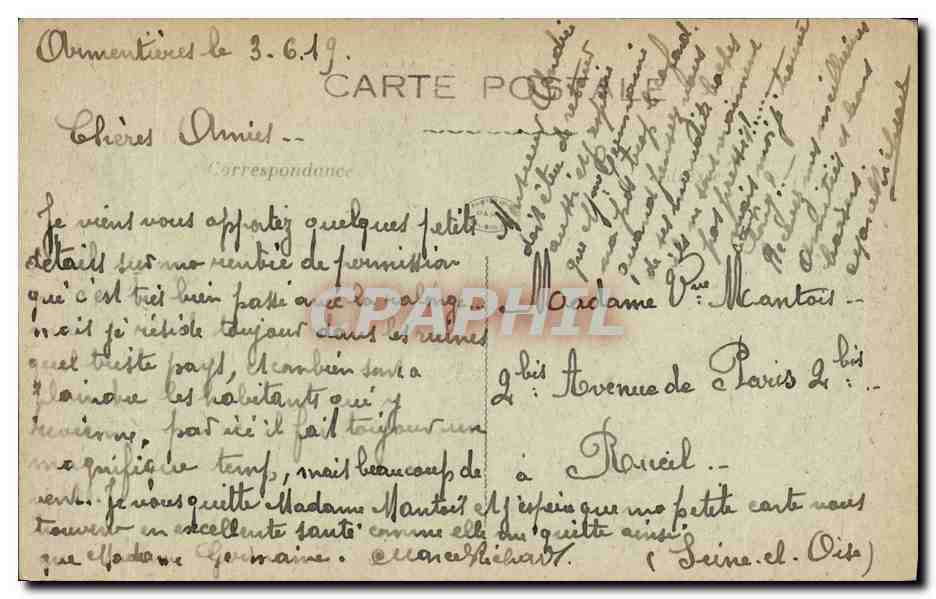CPA Armentieres Carrelour de Lille Militaria — Back