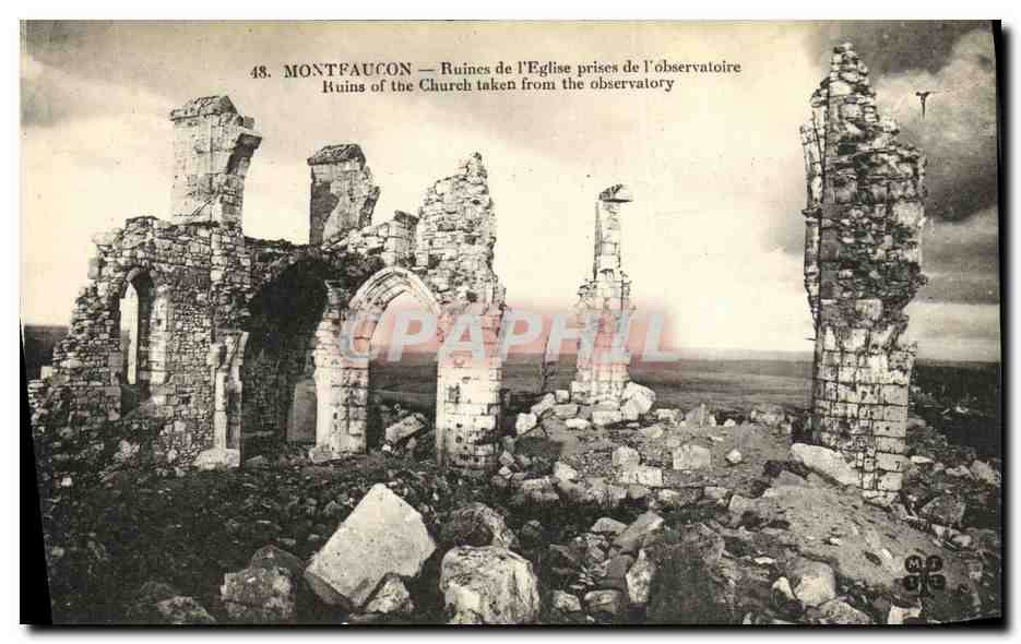 CPA Militaria Montfaucon Ruines de L Eglise Prise de L Observatoire