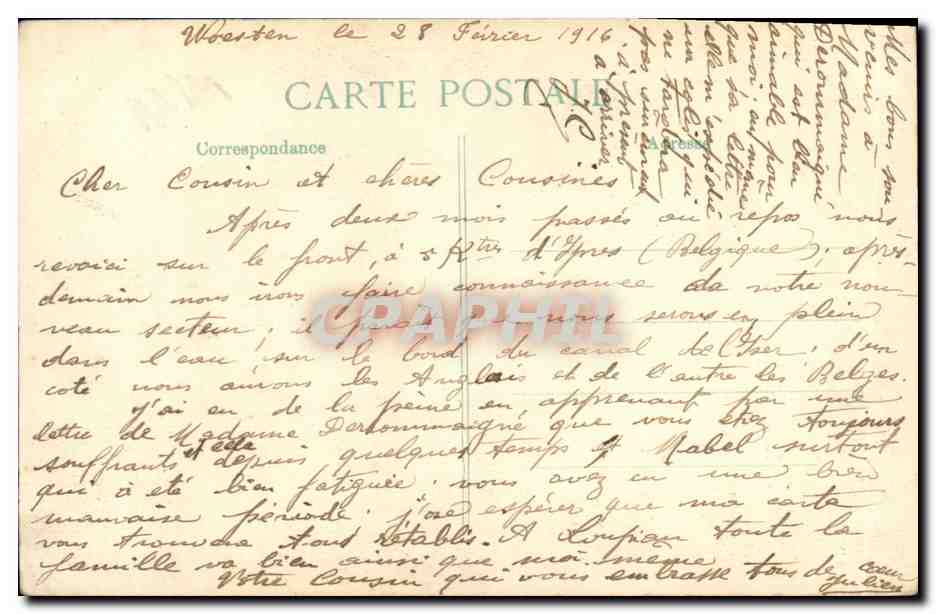 CPA Militaria Ypres Bombarde — Rückseite