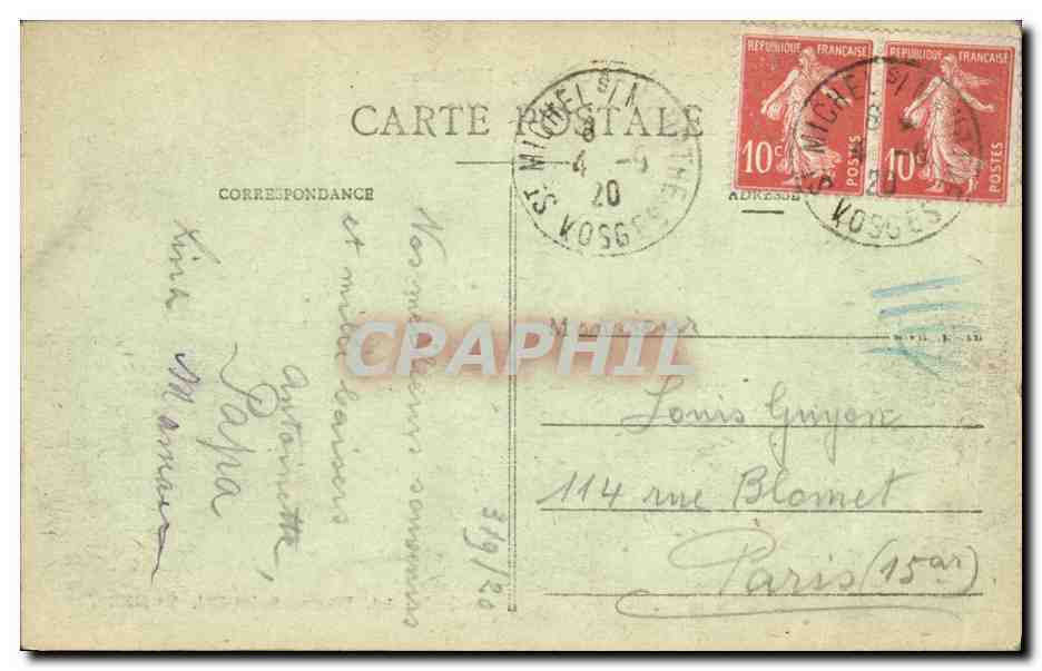 La SALLE (Vosges) - Le Cimetière Militaire — Ad. Wrice, Saint-Dié, N° 14358 — Rückseite