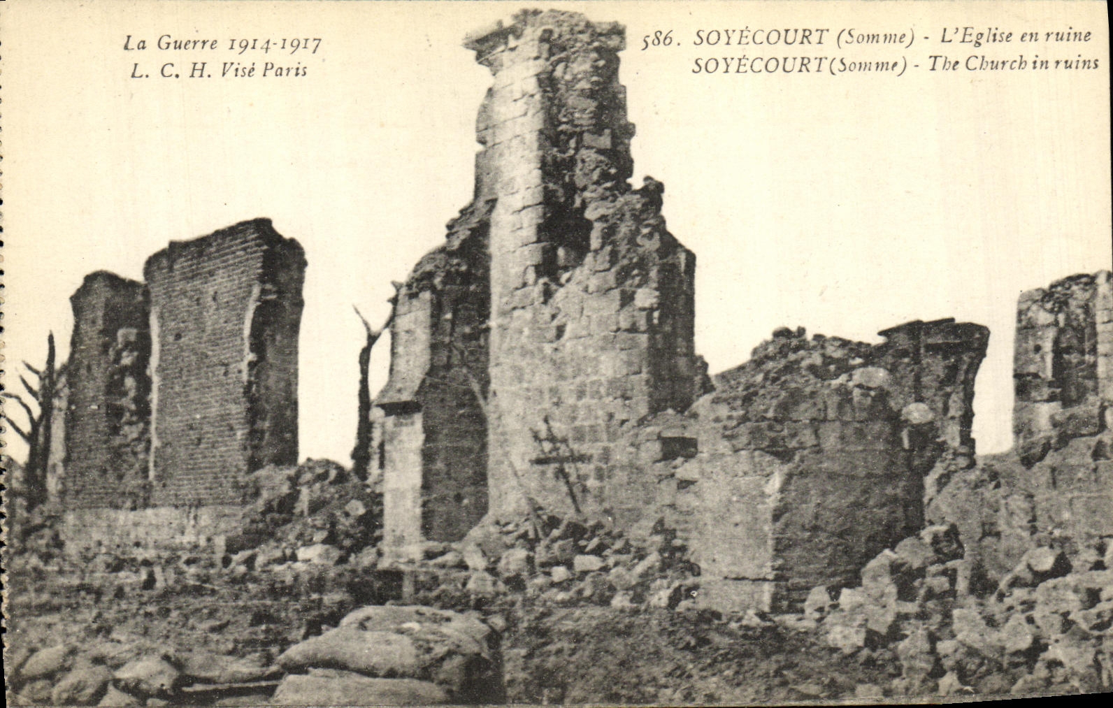 CPA Militaria Soyecourt L Eglise en ruines