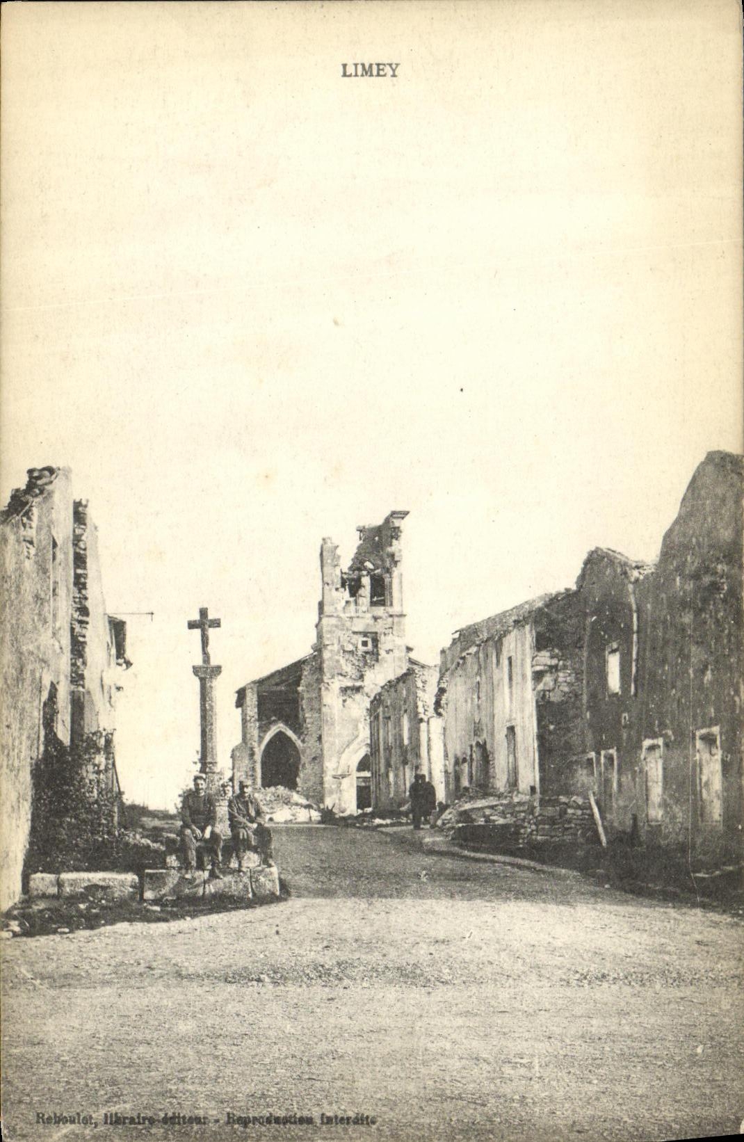 Limey — Vue des ruines de l'église et du croix — Rebouloul, libraire-éditeur - Anverso