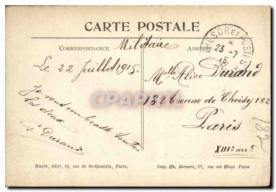 Ablain-Saint-Nazaire (P.-de-C.) — Une rue du village — Visé à Paris No. 217 — Achterkant