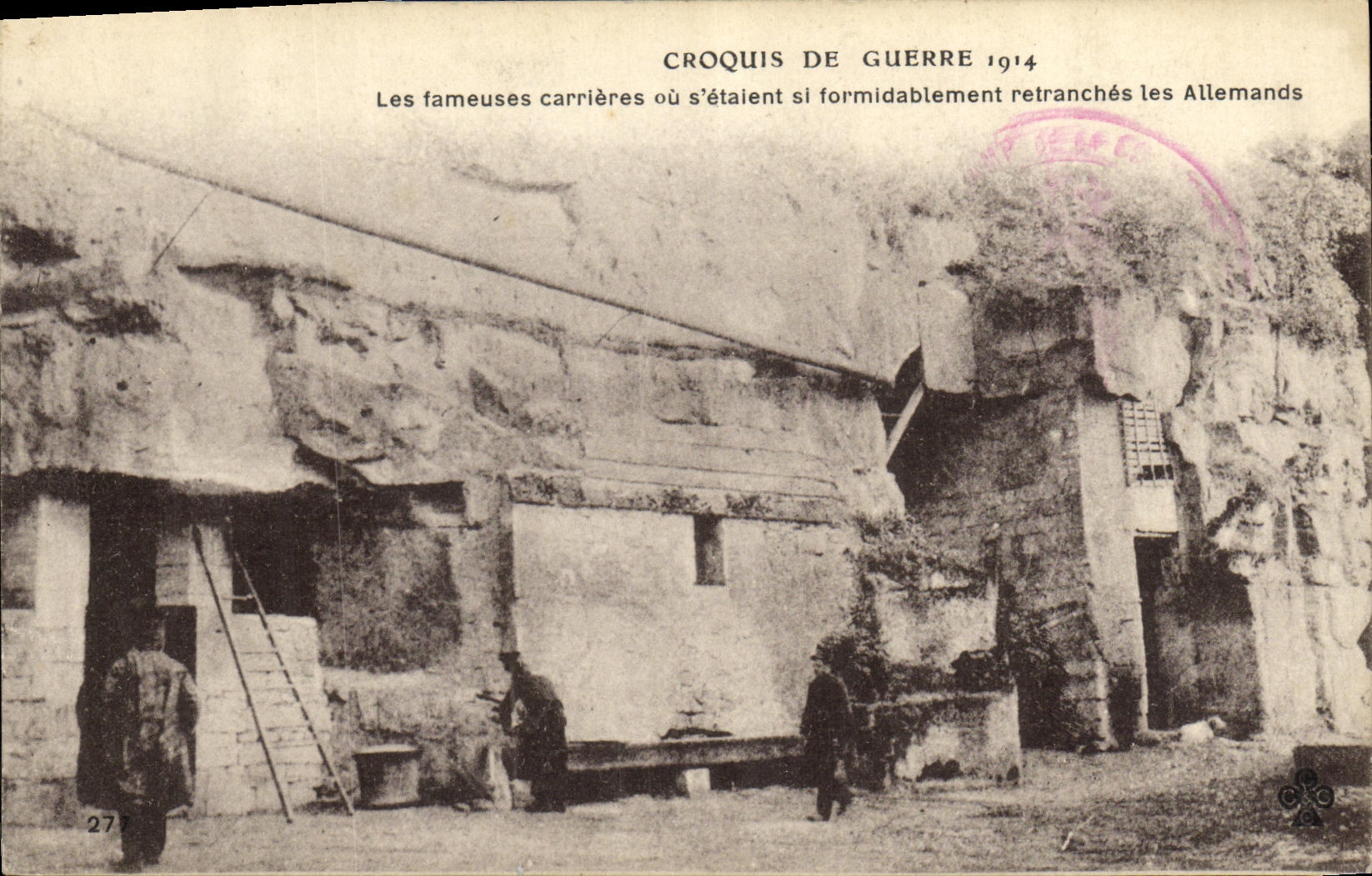 CPA Militaria Croquis De Guerre Les Fameuses Carrieres