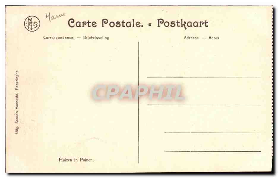 CPA Militaria Ruines d Ypres Maisons — Rückseite
