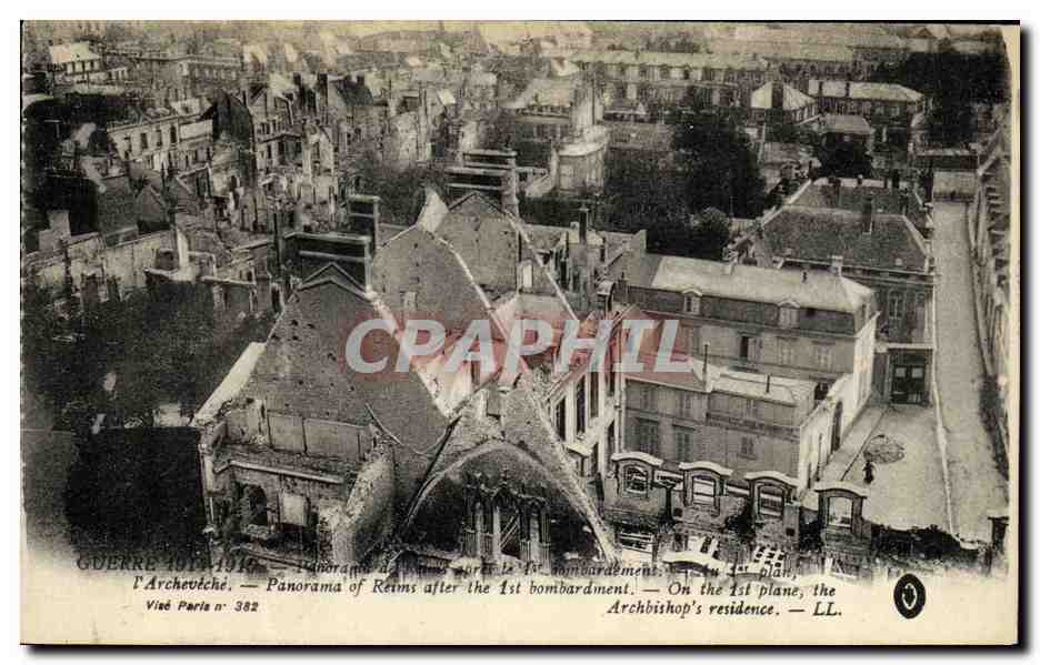 CPA Militaria Reims Bombardements Archeveche