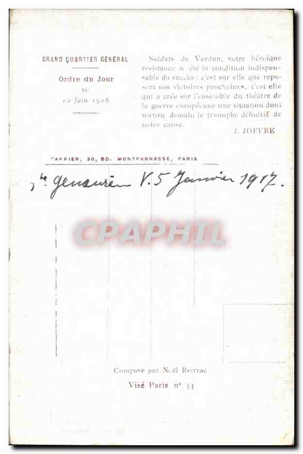 CPA Militaria La Resistance Verdun — Verso