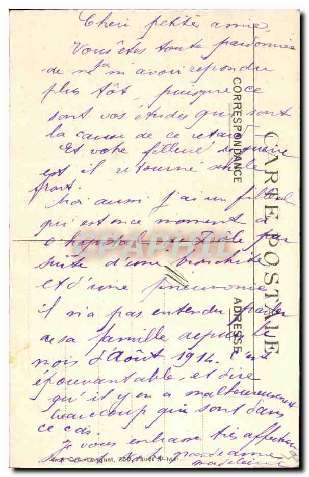 Arras — Guerre 1914 — Après le bombardement des 6, 7 et 8 Octobre, perspective du Belfroi et du haut de la rue St-Géry qui a été détruit — Charles Ledieu, Arras, N°15 — Rückseite