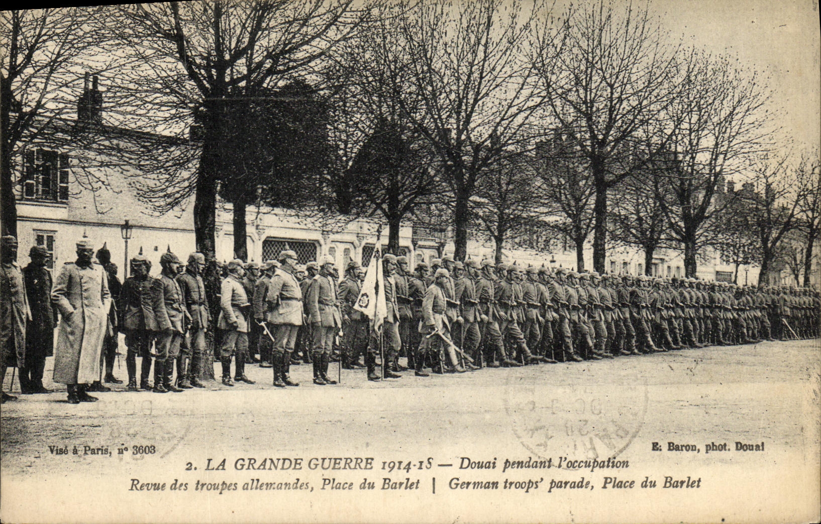 Douai during the occupation — Review of German troops, Place du Barlet — E. Baron, phot. Douai