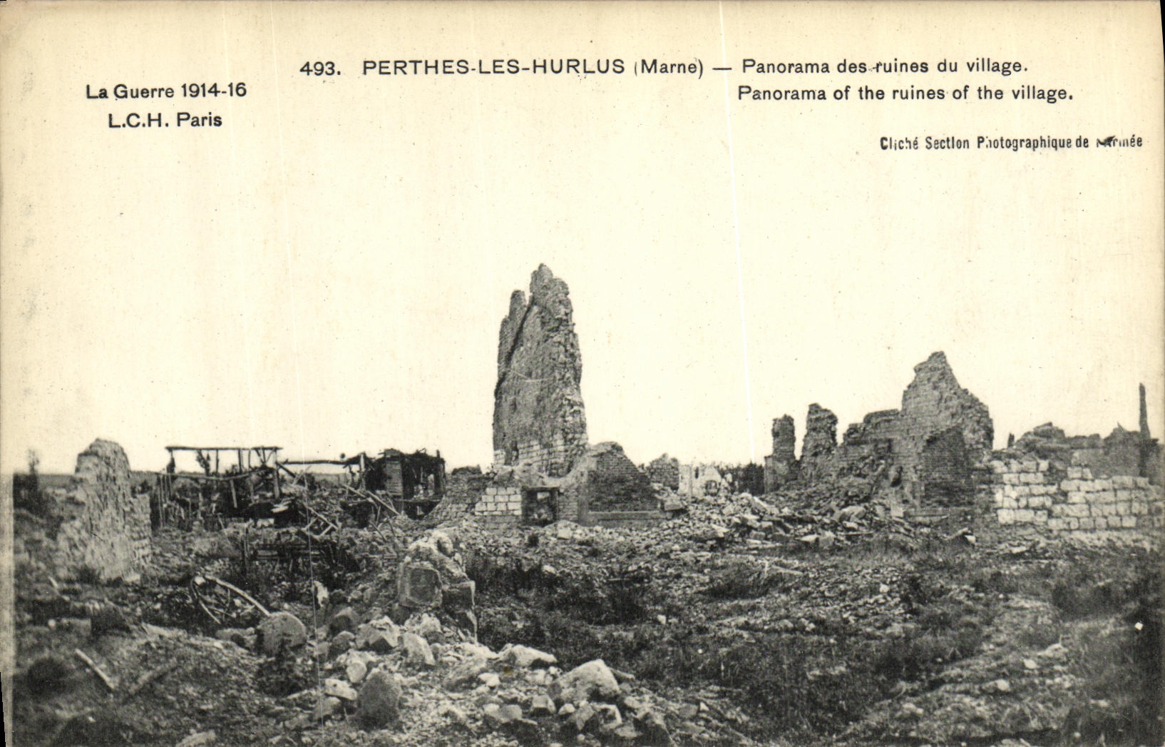 Perthes-les-Hurlus (Marne) — Panorama der DorfRuinen — Section Photographique de Minnée