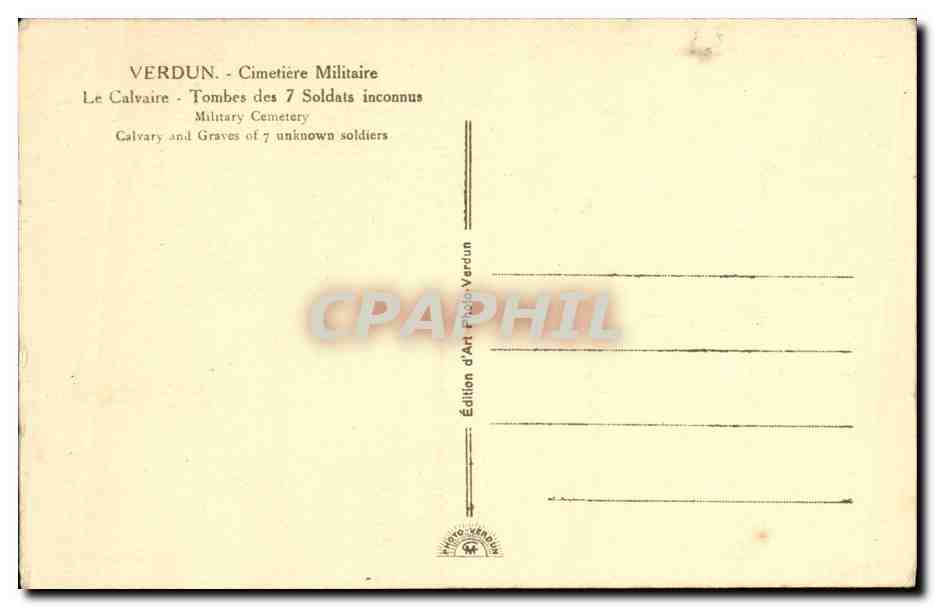 Verdun - Calvaire et tombes des 7 soldats inconnus — Édition d'Art Photo-Verdun — Reverso