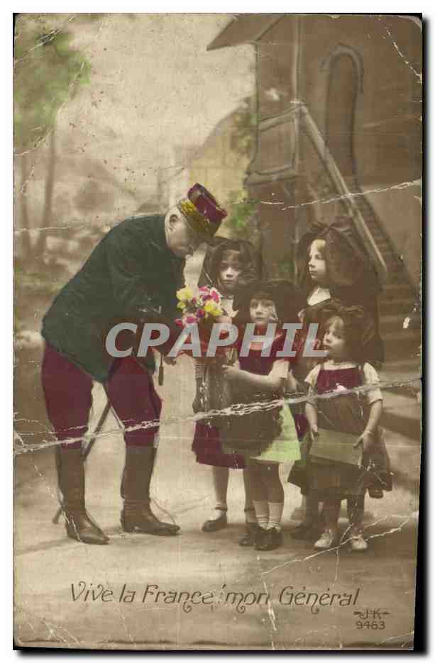 CPA Militaria Vive la France Mon General Enfants