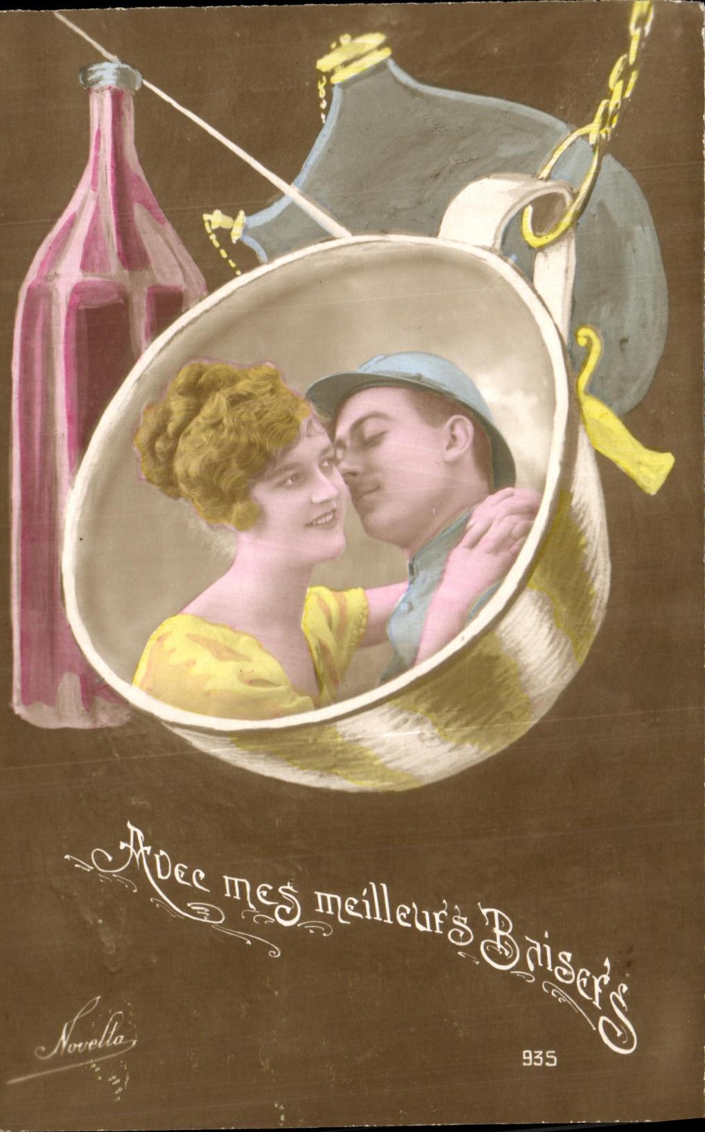 CPA Militaria Avec Mes Meilleurs Baisers Femme
