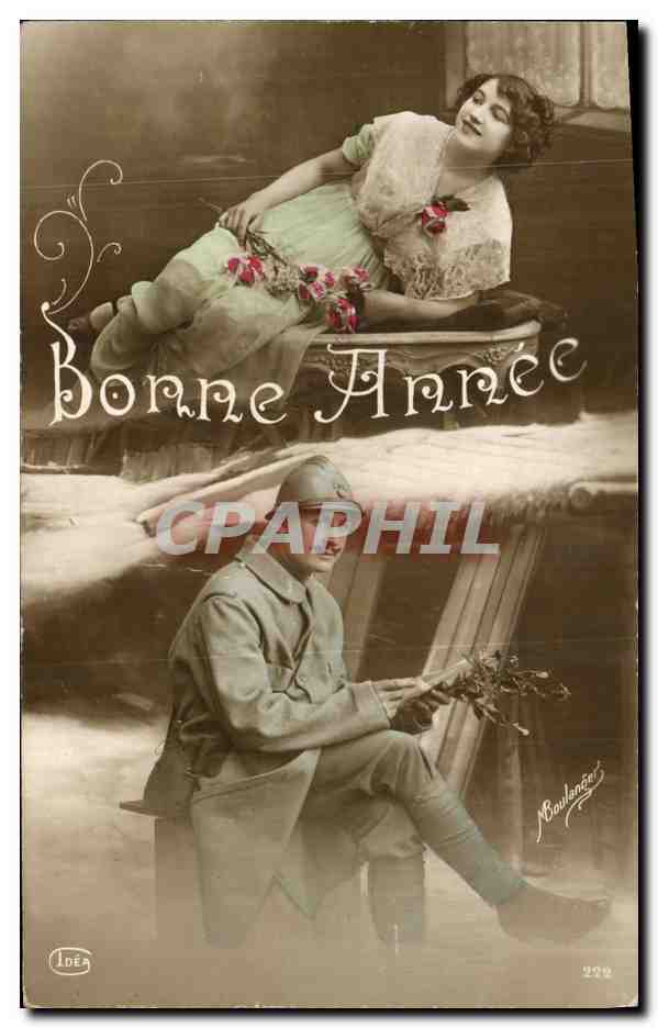 CPA Militaria Bonne Annee Femme