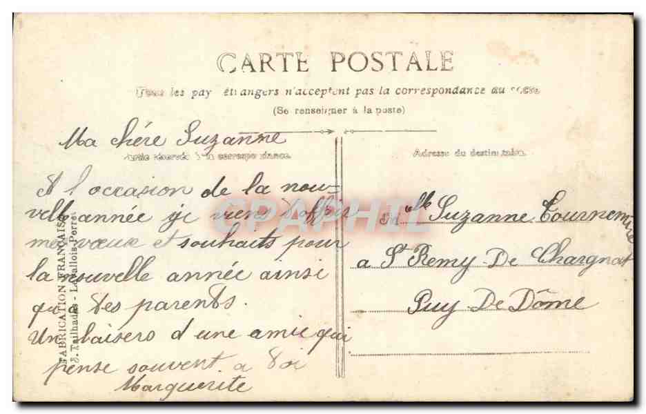 CPA Militaria Bonne Annee Femme — Rückseite