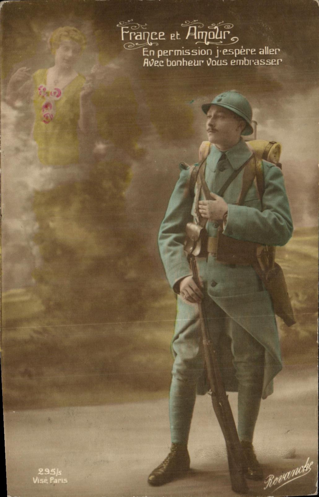 CPA Militaria France et Amour En Permission 