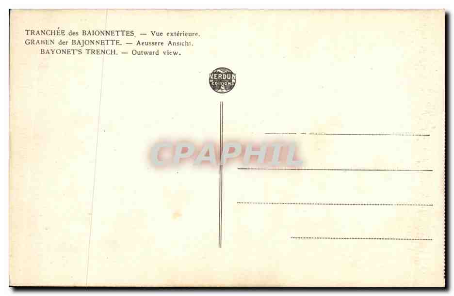 Trinchera de las Baionetas — Vista exterior — Ediciones Verdun — Reverso