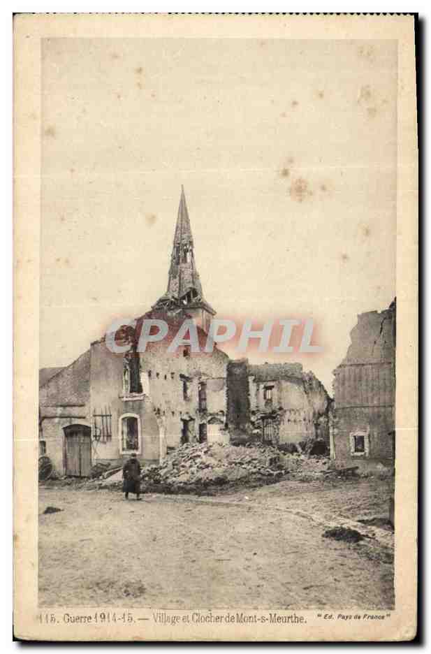 CPA Militaria Village et Clocher de Mont St Meurthe