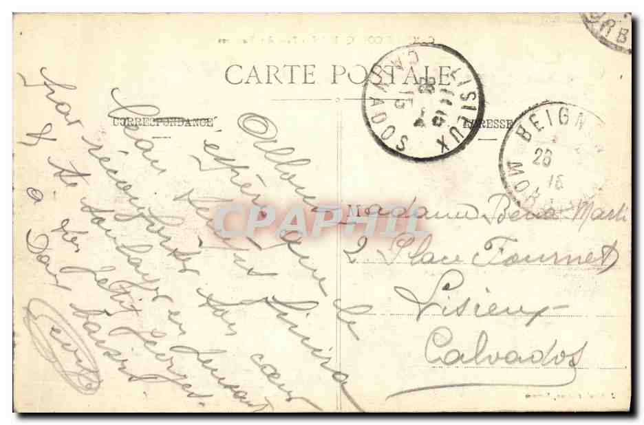 CPA Militaria Camp De Coetquidan Parc des Voitures — Rückseite