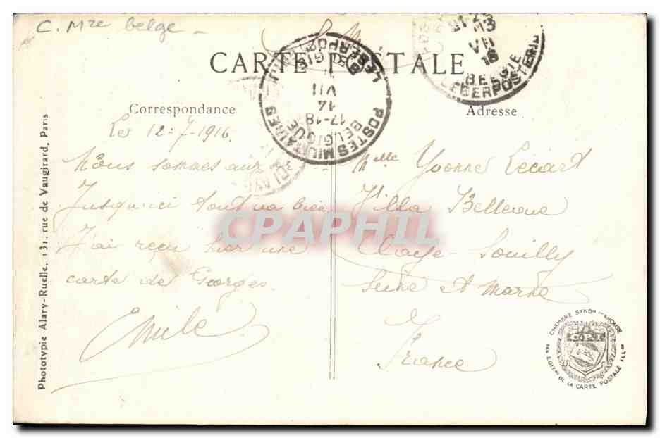 CPA Militaria La Panne Vue Generale Prise de la maison du roi  — Rückseite