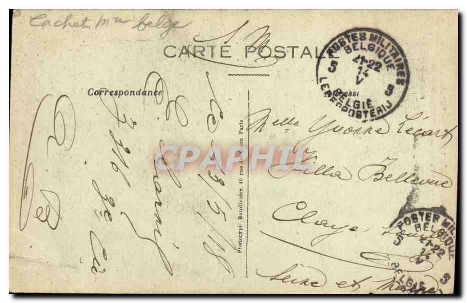 CPA Militaria Ypres La Grande Guerre Parmi les Ruines des Halles — Rückseite