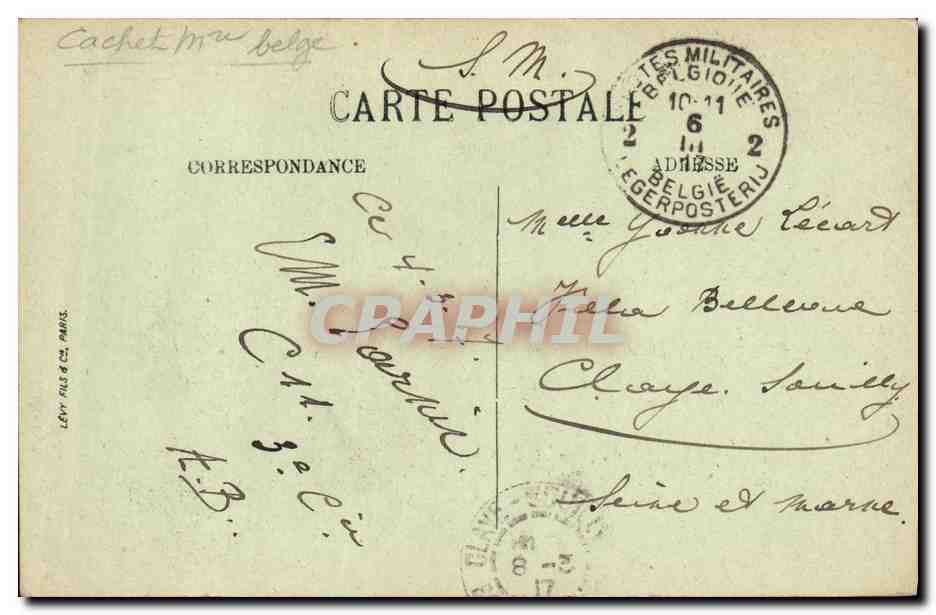 CPA Militaria Guerre Elverdinghe Le Village et l Eglise apres le bombardement  — Rückseite