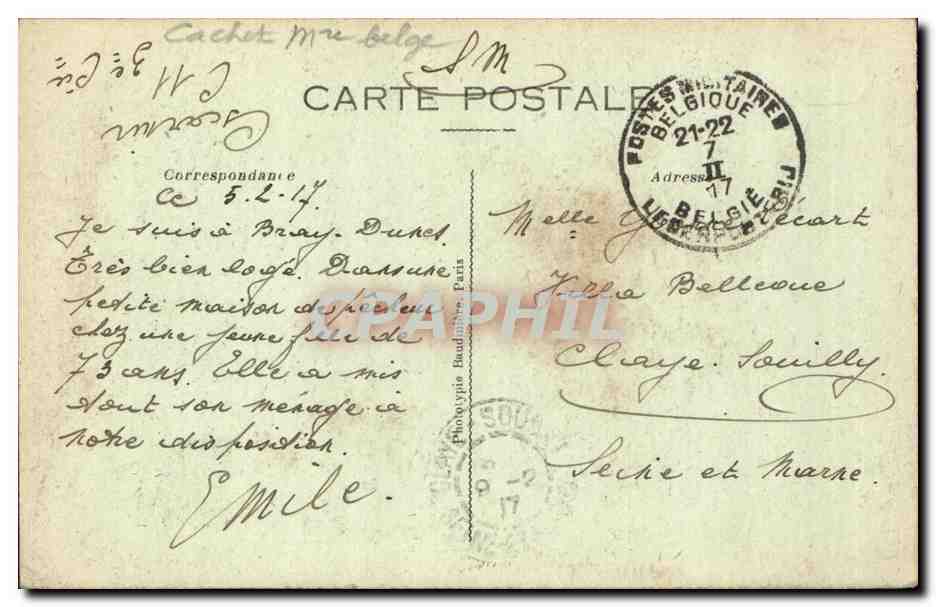 CPA Militaria Guerre Interieur de L Eglise au fond la Route de Dixmunde — Rückseite