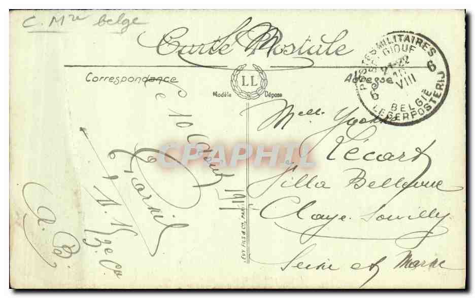 CPA Militaria St Jacques Pervyse La Grande Place apres le Bombardement  — Rückseite