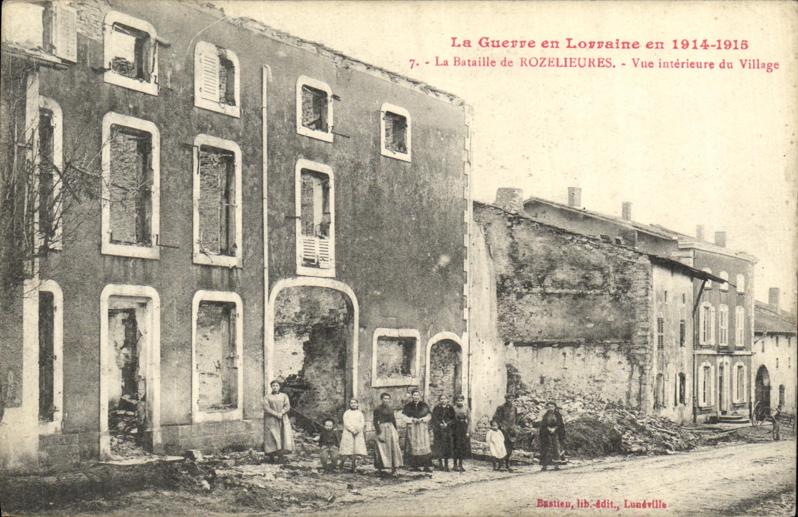 Rozelieures — Vista interior del pueblo después de la batalla — Bastien, lib. edit., Lunéville