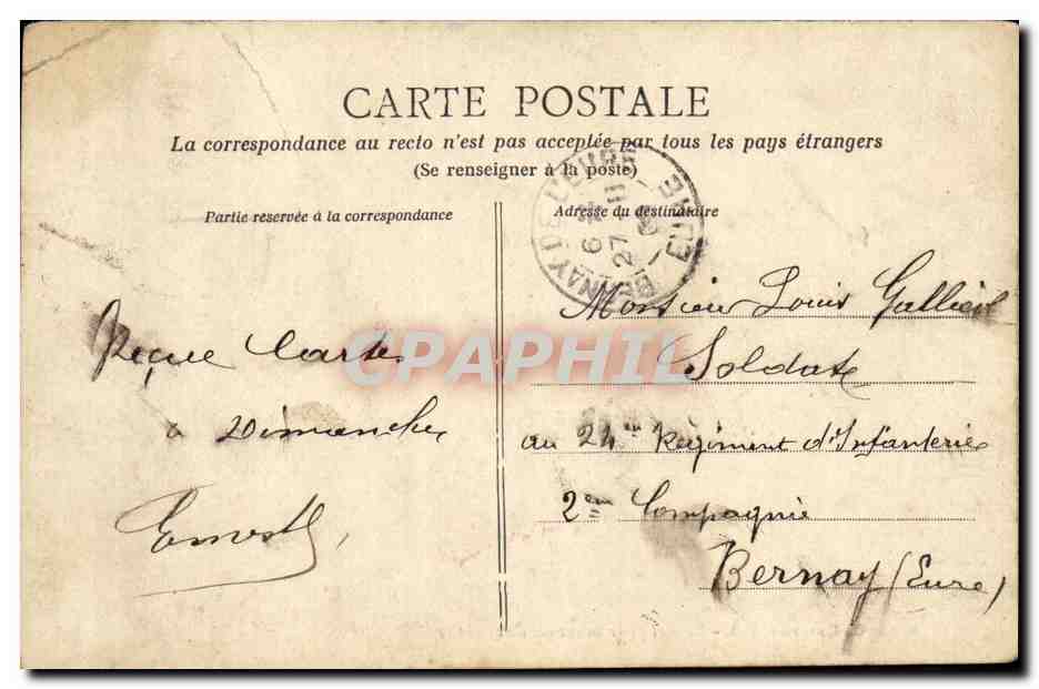 CPA Militaria Scene de Caserne Depart pour la Corvee de Quartier — Rückseite
