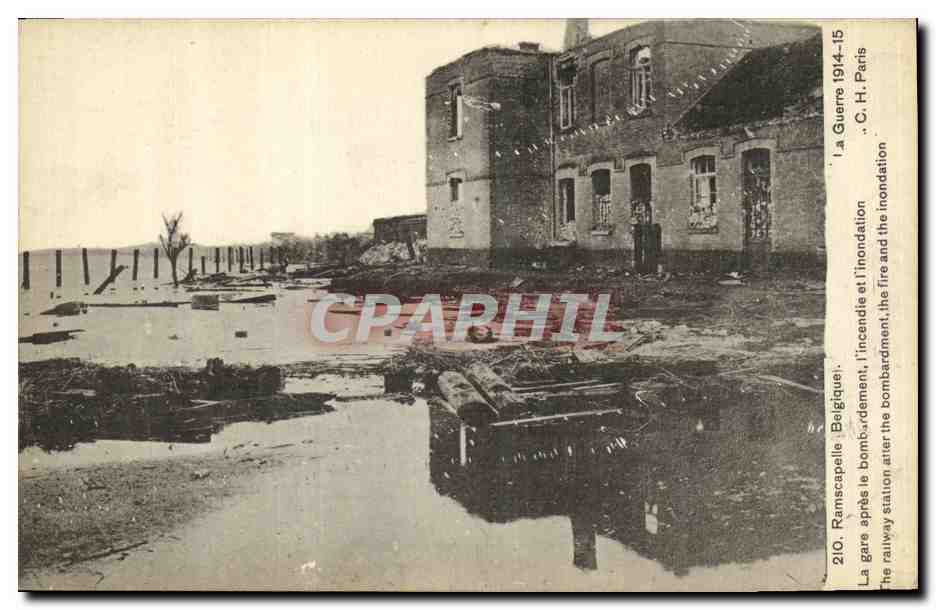 Ramscapele, gare après le bombardement — C. H. Paris, n°210