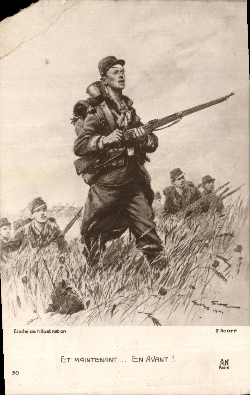 CPA Militaria Et Maintenant En Avant