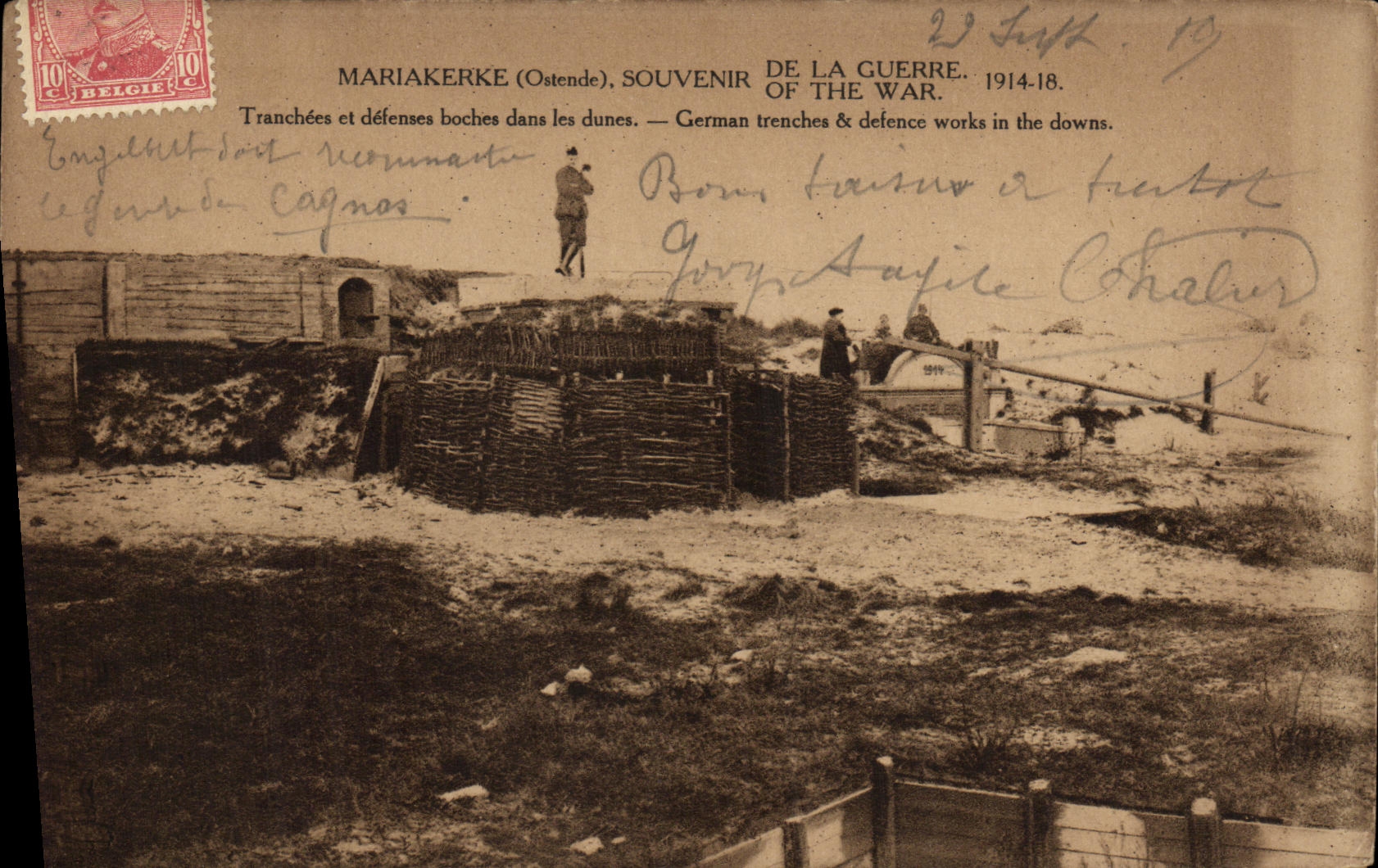 CPA Militaria Mariakerke Souvenir De La Guerre Tranchees et defenses boches dans les dunes Ostende