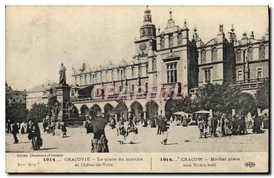 CPA Militaria Cracovie La Place du Marche et l Hotel de Ville Pologne 