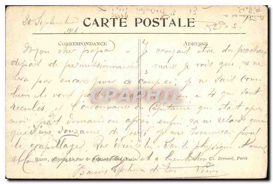 CPA Militaria Guerre Arvillers La Mare — Rückseite