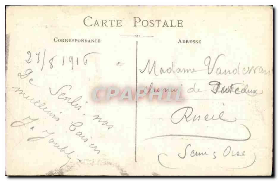 Senlis — Dégâts causés par les Allemands en 1914 — édition G. Gicquel, Marseille — Reverso