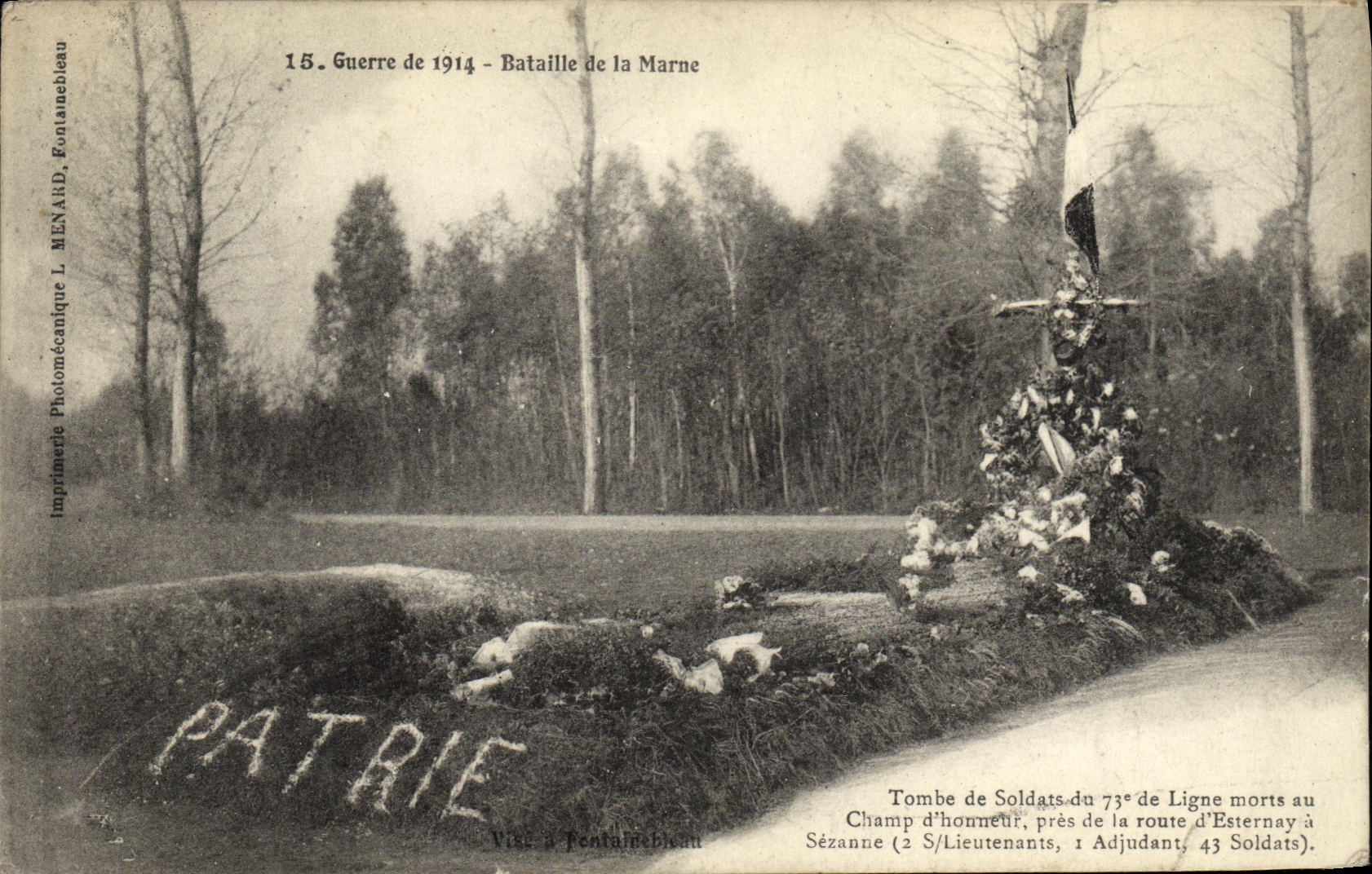 CPA Militaria Guerre Bataille de la Marne Tombe de soldats du 73eme ligne morts au champ d honneur Sezanne