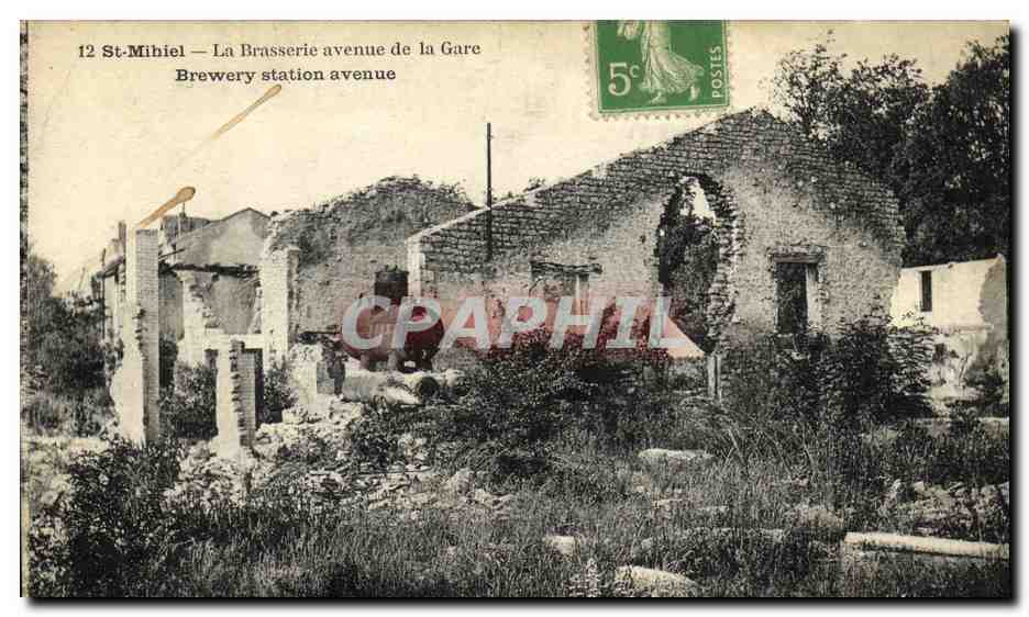 CPA Militaria St Mihiel La Brasserie avenue de la Gare