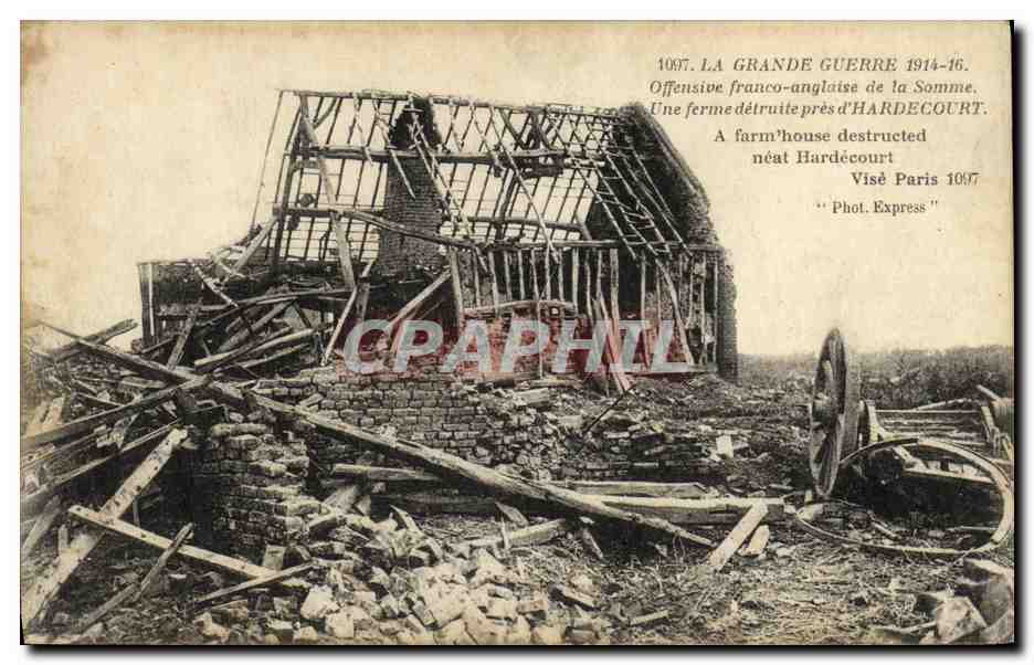 CPA Militaria La Grande Guerre Offensive Franco Anglaise de la Somme Hardecourt 